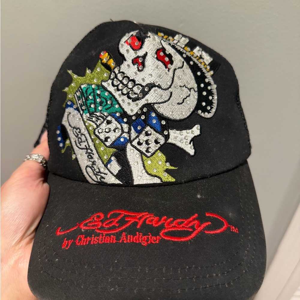 Ed Hardy Black Mesh Cap with Silver Emblem